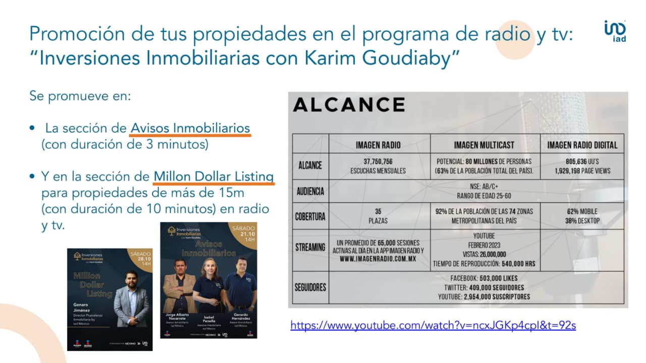 Promocion de propiedades en radio y television con Grupo Imagen